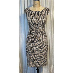 Dressbarn Dress Women 10 Brown Black Animal Print Career Business Office Wedding
